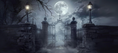 Load image into Gallery viewer, Haunted Cemetery Halloween Backdrop
