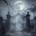 Load image into Gallery viewer, Haunted Cemetery Halloween Backdrop
