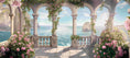 Load image into Gallery viewer, Hellenic Arch Panorama Fence Wallpaper Garden Backdrop
