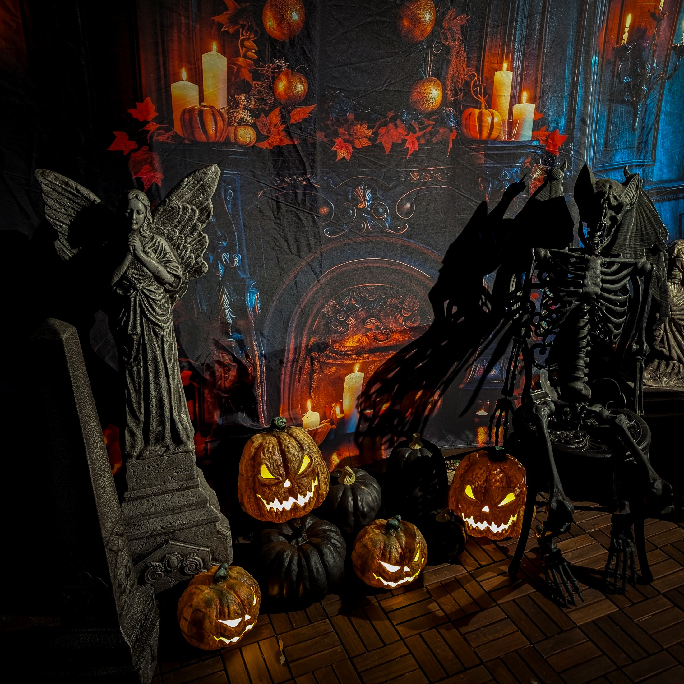 Spooky Hearth Halloween Backdrop