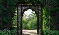 Load image into Gallery viewer, Trellis moon gate garden backdrop 
