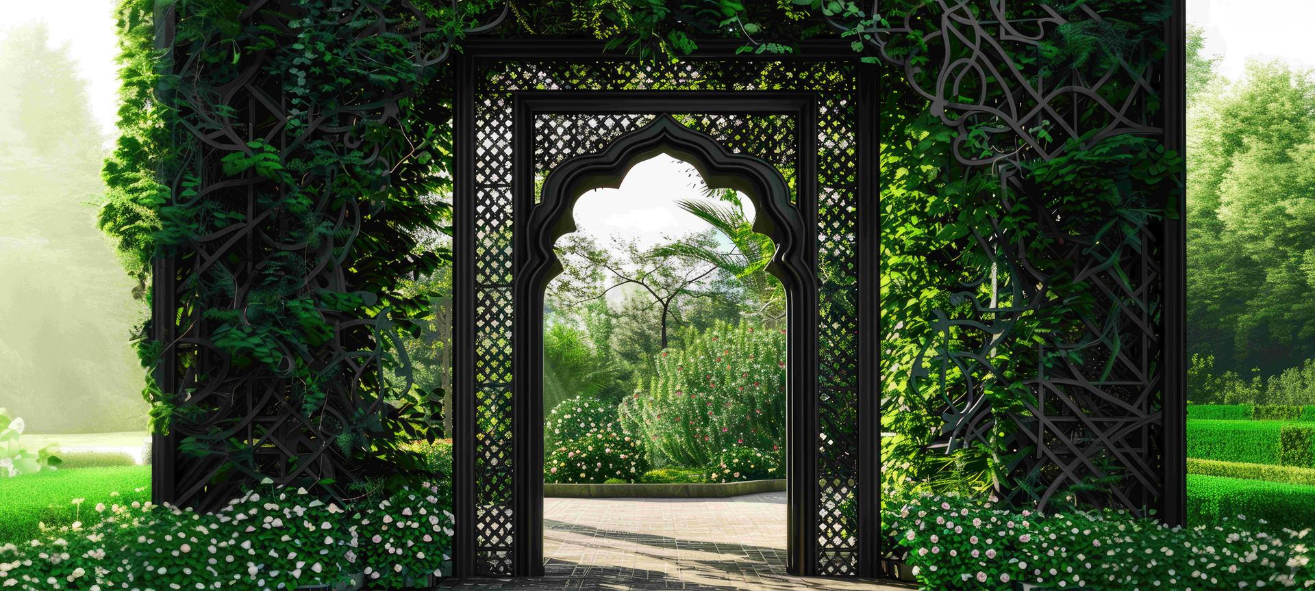 Trellis Moon Gate Garden Fence Wallpaper Garden Backdrop