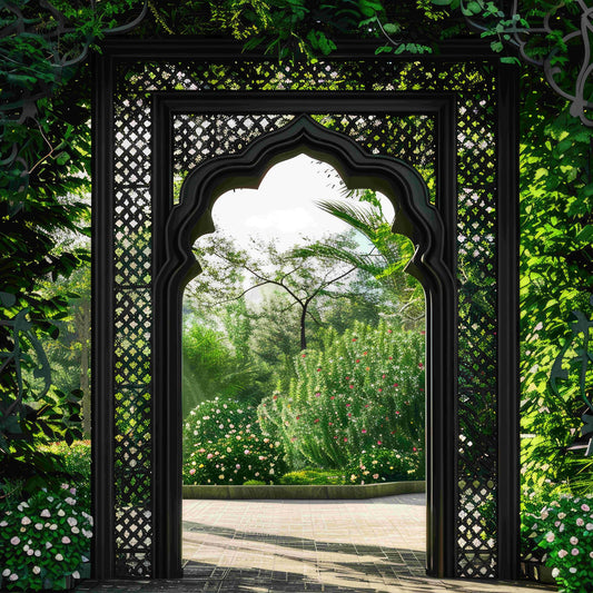 Trellis Moon Gate Garden Fence Wallpaper Garden Backdrop